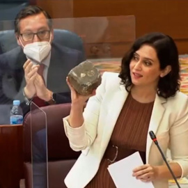 El adoquín de Ayuso en la Asamblea de Madrid