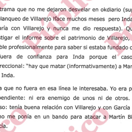 Fragmento del escrito de Francisco Mercado sobre las instrucciones 'periodísticas' de Eduardo Inda.