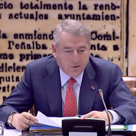 José Antonio Sánchez, presidente de RTVE, durante su comparecencia ante la Comisión Mixtra de Control a RTVE