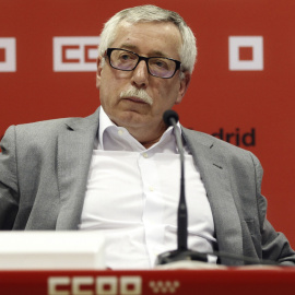 El secretario general de CCOO, Ignacio Fernández Toxo, durante la rueda de prensa ofrecida tras la reunión extraordinaria del Consejo Confederal del sindicato. EFE/Fernando Alvarado