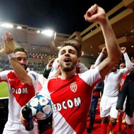 Los jugadores del Mónaco celebran su victoria ante el Manchester City. - EFE