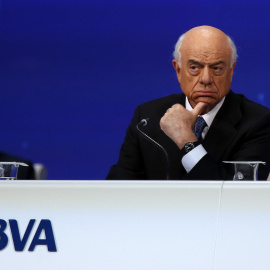 El presidente del BBVA, Francisco González al inicio de la junta de accionistas de la entidad en Bilbao. EFE/LUIS TEJIDO