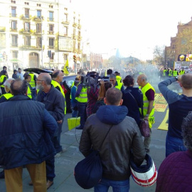 Taxistes durant la protesta. EUROPA PRESS