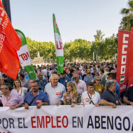 Manifestación contra los despidos en Inabensa, la principal filial de Abengoa. EFE