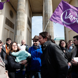 Pablo Iglesias, en la Puerta de Brandenburgo. EFE