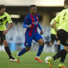Un momento del partido entre el Barça B y el Eldense. - FC BARCELONA