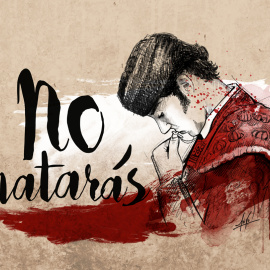 "No matarás", una de las imágenes de la exposición de antitauromaquía de Luiso García