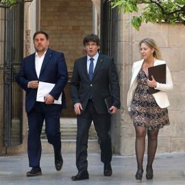 Junqueras, Puigdemont y Munté, hace unos días en Barcelona. EFE/Toni Albir