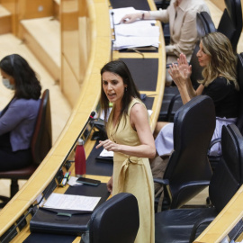 La Ministra de Igualdad, Irene Montero, durante su intervención en una sesión plenaria en el Senado. E.P./Jesús Hellín