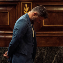 Foto de mayo de 2023, del portavoz parlamentario de ERC, Gabriel Rufián, a su salida de una sesión plenaria en el Congreso de los Diputados. E.P./Gabriel Luengas