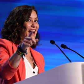 Isabel Díaz Ayuso, en el acto de clausura de la campaña electoral del PP en Madrid, a 26 de mayo de 2023.