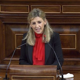 Yolanda Díaz: "Querría despedirme con todo el cariño de mi amigo, Pablo Iglesias: quiero darte las gracias"