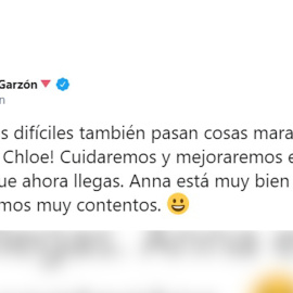 Alberto Garzón anuncia el nacimiento de su segunda hija