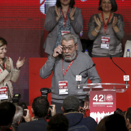 El secretario general de UGT, Cándido Méndez, durante su intervención en el 42 Congreso Confederal de UGT hoy en Madrid. EFE/Kiko Huesca