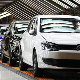 Línea de montaje de Volkswagen en Navarra. E.P.