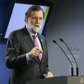 Mariano Rajoy tras un encuentro europeo en Bruselas.- EFE