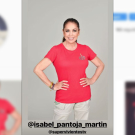 Isabel Pantoja ya posa con la camiseta oficial de Supervivientes