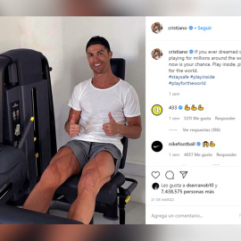 Cristiano Ronaldo pide a sus seguidores que se queden en casa 