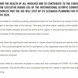 El COI aplaza cuatro semanas la suspensión de Tokyo 2020