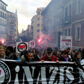 Cabecera de la manifestación antifascista. Twitter