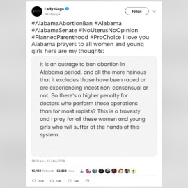 Las estrellas cargan contra la ley del aborto de Alabama