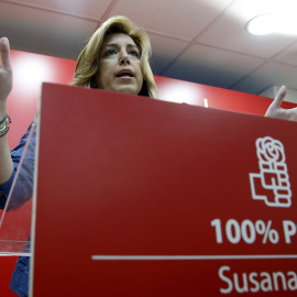 La presidenta de Andalucía y candidata a la Secretaría General del PSOE, Susana Díaz, interviene durante la presentación del documento "Propuestas para el debate en el 30 Congreso Federal", que recoge su proyecto político para el partido. E