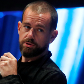 Jack Dorsey, CEO y cofundador de Twitter y fundador y CEO de Square, durante un discurso en una conferencia de tecnología en Nueva York, a 16 de mayo de 2018.