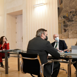 La presidenta de la Comunidad de Madrid, Isabel Díaz Ayuso, durante la Conferencia de Presidentes celebrado de forma telemática.