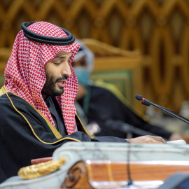14/12/2021 El príncipe heredero de Arabia Saudita, Mohammed bin Salman, habla durante la Cumbre del Golfo en Riad
