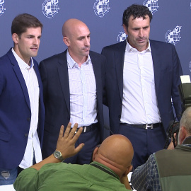 Comparecencia de Rubiales junto a Molina y Robert Moreno