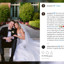 Pau Gasol y Catherine McDonnell publican la primera imagen de su boda