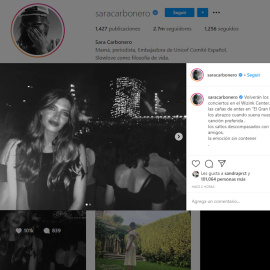 Sara Carbonero rinde homenaje a los conciertos en Instagram