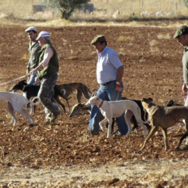 Un grupo de galgueros durante una jornada de caza en Ciudad Real / EFE
