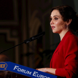 La presidenta madrileña, Isabel Díaz Ayuso, durante un desayuno informativo el pasado lunes 10 de enero.