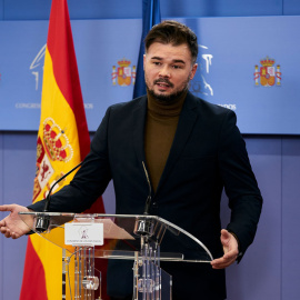 21/12/2021. - El portavoz de ERC en el Congreso, Gabriel Rufián, en una rueda de prensa anterior a una Junta de Portavoces en el Congreso de los Diputados, a 21 de diciembre de 2021, en Madrid, (España). A. Pérez Meca / Europa Press
