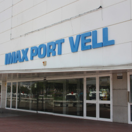 La façana de l'Imax Port Vell quan va tancar, el 2014.