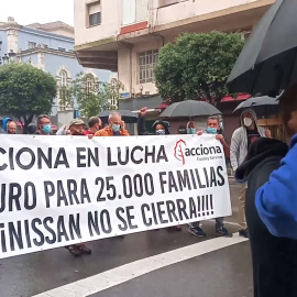 Inicio de la manifestación de los trabajadores de Nissan en Santander