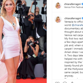 Chiara Ferragni, emocionada de camino al Festival de Venecia