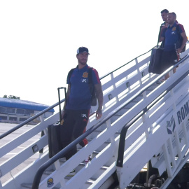 Llegada de la Selección Española a Bucarest