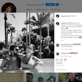 Miguel Torres felicita a Paula Echevarría: "Hoy cumple años la mujer de mi vida"