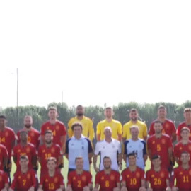 La selección española posa para la foto oficial antes del entrenamiento
