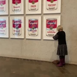 Dos activistas se pegan a las Latas de sopa Campbell de Warhol en Australia