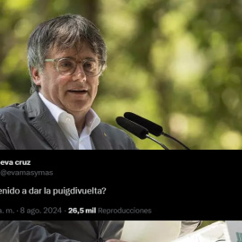 Montaje del expresident de Catalunya, Carles Puigdemont, y un tuit