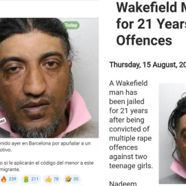 El bulo de Alvise Pérez (izquierda) y la noticia de un diario británico.