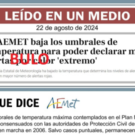 Titular falso de Libertad Digital y parte del desmentido de la AEMET. 