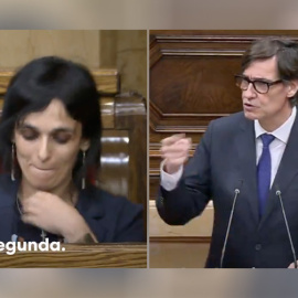 Sílvia Orriols y Salvador Illa en el Parlament.