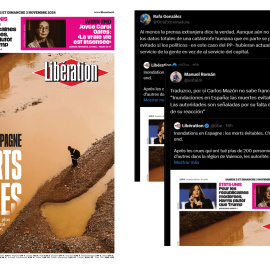 Portada del 'Liberation' junto a algunos twits.- Público.