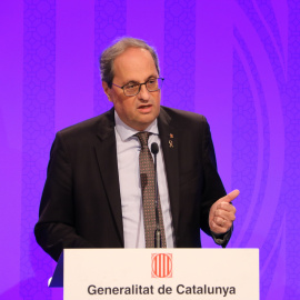 El president de la Generalitat, Quim Torra, compareix per explicar les noves mesures del coronavirus. Maria Belmez | ACN