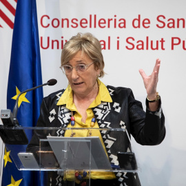 La consellera de Sanidad de la Generalitat Valenciana, Ana Barceló, durante la rueda de prensa que ha ofrecido con las últimas novedades sobre el coronavirus. EFE/ Biel Aliño