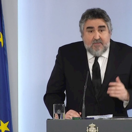 José Manuel Rodríguez Uribes, durante la rueda de prensa posterior a la reunión del Consejo de Ministros, este martes en Moncloa. EFE/Moncloa